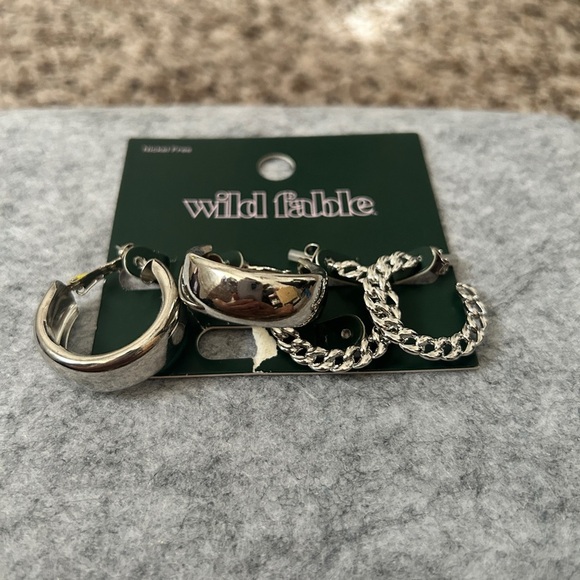 Wild Fable Silver Hoop & Chain Earrings – 2 Pairs – Nickel Free – New in Package - Picture 3 of 4